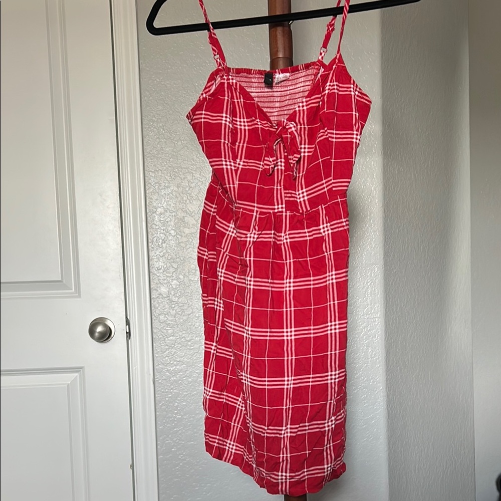 Women’s Divided Red Plaid Babydoll Mini Dress Size 4 |E57
